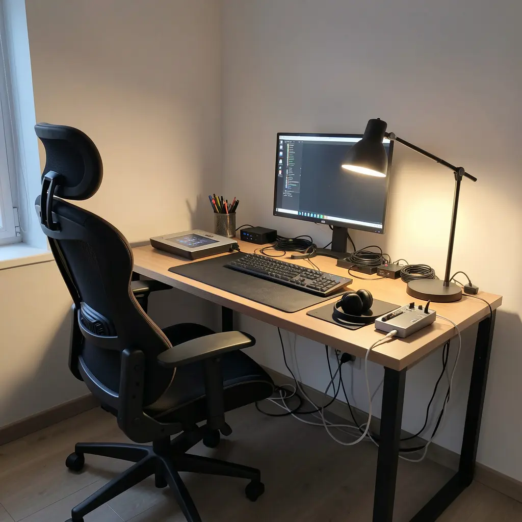 Creative workspace with digital drawing equipment